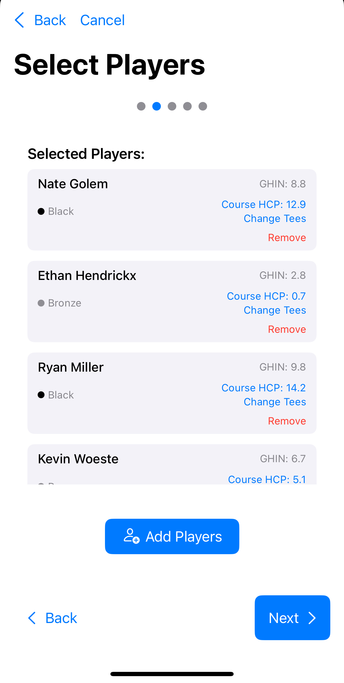 Player Selection Screen
