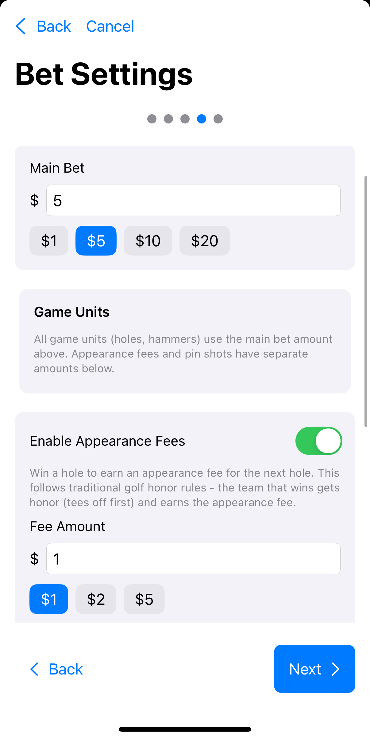Bet Settings Configuration